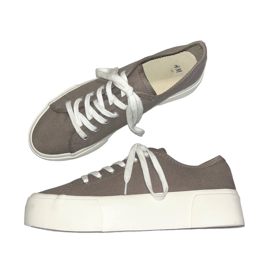 H&M Gray Canvas Platform Sneakers